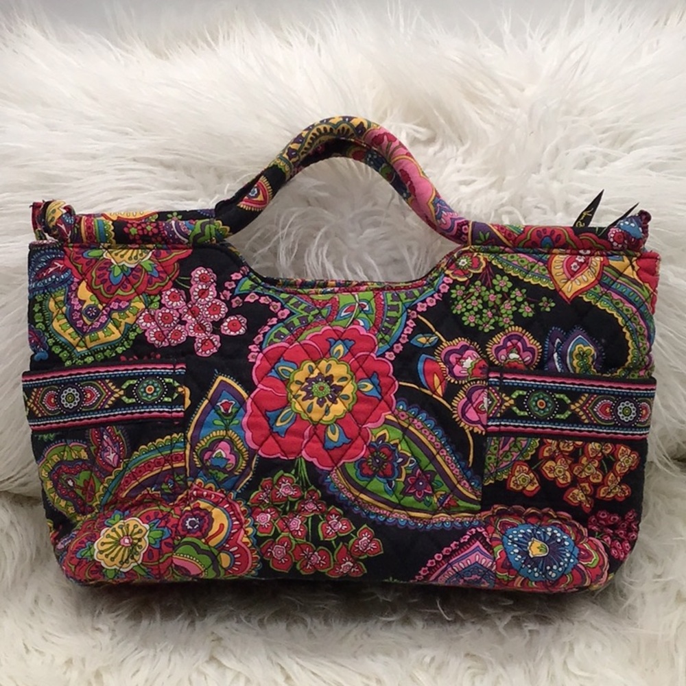 Vera Bradley Black/Pink Floral Print Carry Bag